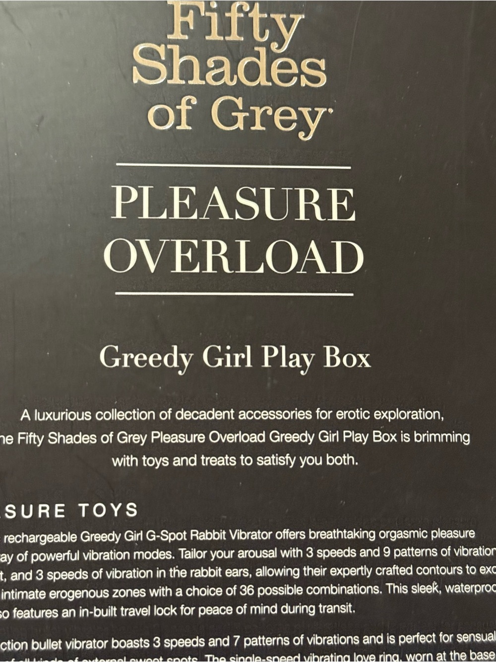 Pleasure Overload - Black & White Greedy Girl Play Box - Picture 6 of 10
